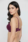 Zivame At Work Padded Non Wired 3/4Th Coverage T-Shirt Bra - Plum Caspia — thumbnail 4